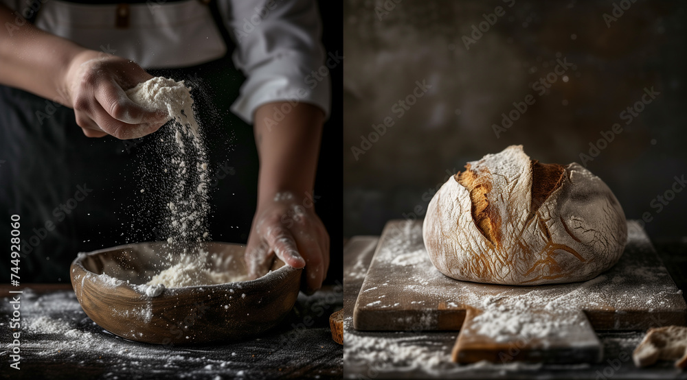 Close-up shot of artisan homemade sourdough bread for baking inspiration