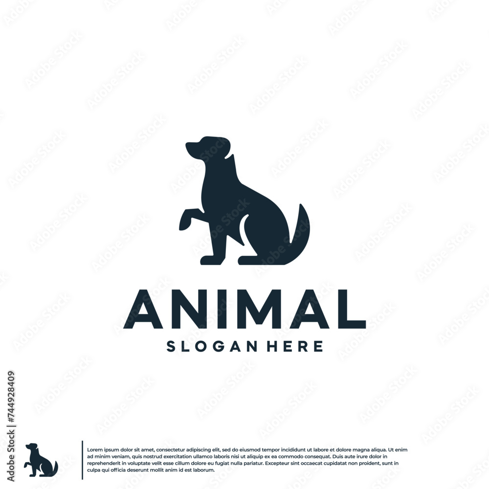 sitting dog logo , graphic , vector design template.