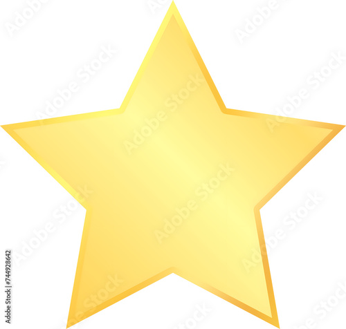 Gold flat star symbol icon png element cutout for award quality celebration decoration illustration