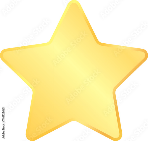 Glossy gold rounded star isolated element clipart for rating rank vip success quality award illustration