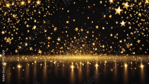 Golden stars sparkle wallpaper  glowing golden stars light particles background  golden light stars and black screen wallpaper
