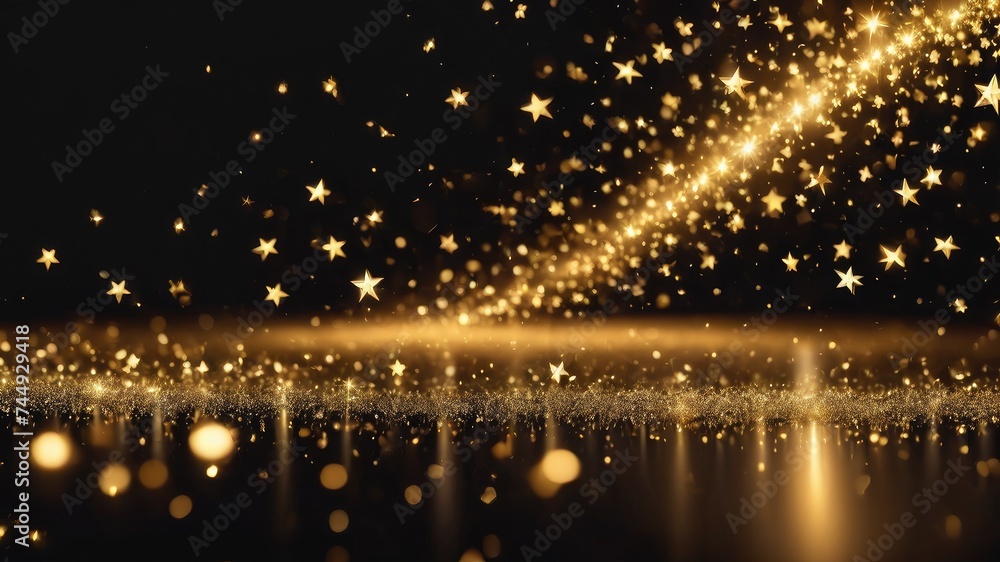 Golden stars sparkle wallpaper, glowing golden stars light particles background, golden light stars and black screen wallpaper Golden stars sparkle wallpaper, glowing golden stars light particles background, golden light stars and black screen wallpaper