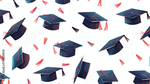 Hats graduation pattern isolated on white background