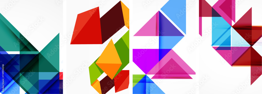 Set of colorful triangle poster cover template backgrounds. Vector illustration For Wallpaper, Banner, Background, Card, Book Illustration, landing page Set of colorful triangle poster cover template backgrounds. Vector illustration For Wallpaper, Banner, Background, Card, Book Illustration, landing page