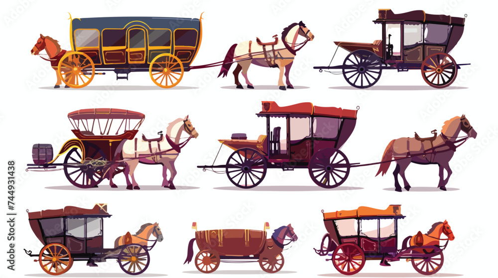 Fototapeta Horse vehicles. Ancient trip wagon victorian carriag