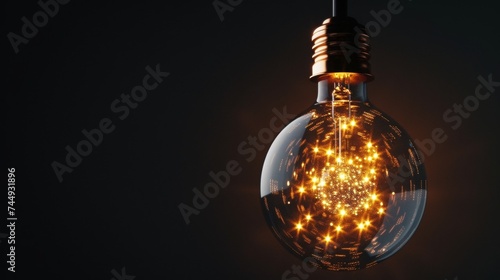 A light bulb on dark background