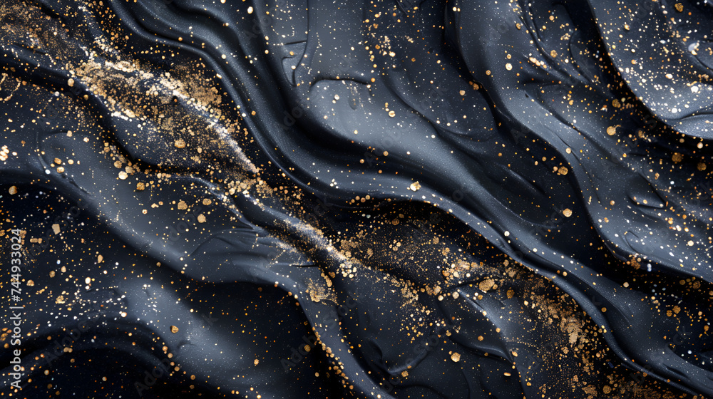 Golden Night. Treasury of art. Swirls of marble. Painting aesthetically mesmerizing. Abstract fantasia with golden powder. Extra special and luxurious- ORIENTAL ART. Ripples of agate. Natural luxury.
 - obrazy, fototapety, plakaty 