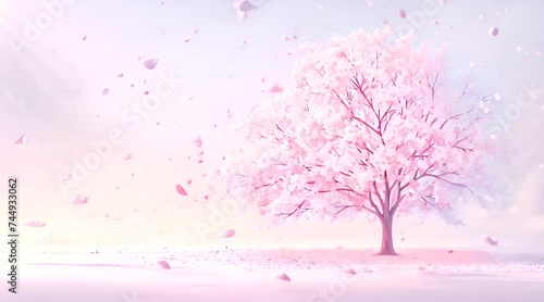 桜の花が舞い散る