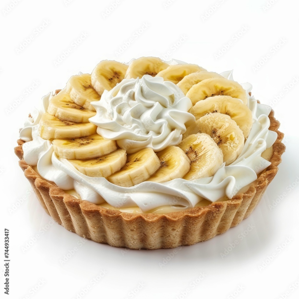 Isolated banana cream pie on white background Isolated banana cream pie on white background