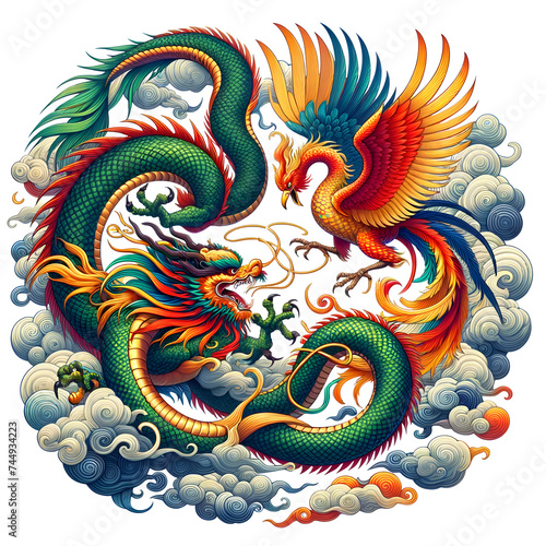 Chinese dragon on transparence or white background © katobonsai