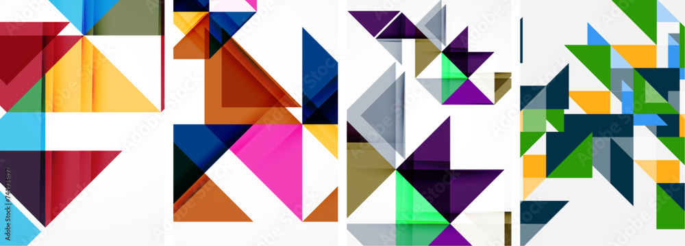 Triangle poster geometric background set Triangle poster geometric background set