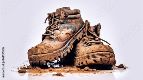 Isolated muddy footwear shoes