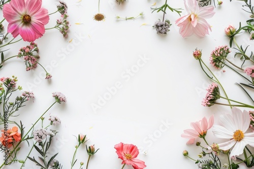 Colorful floral frame in white background © art