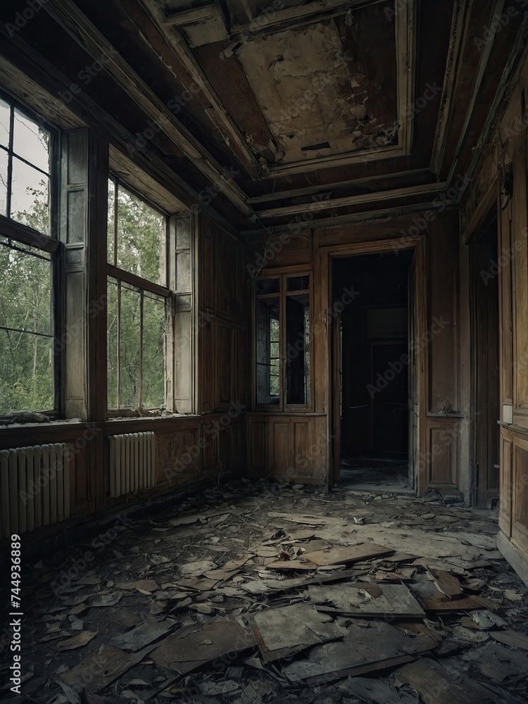 An old, wooden, abandoned, scary house. An old, wooden, abandoned, scary house.