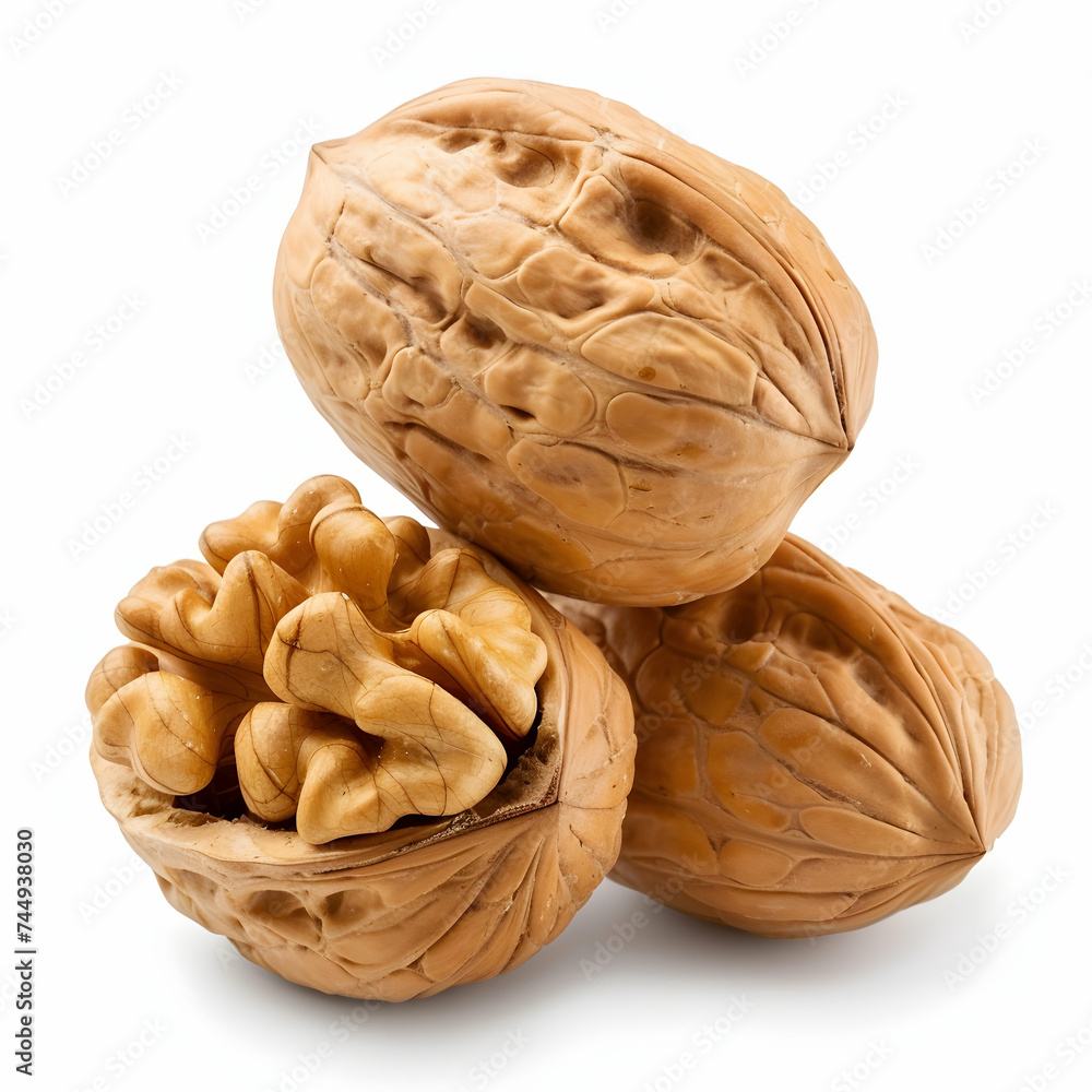 Delicious walnut kernels, isolated on white background Delicious walnut kernels, isolated on white background