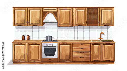 Kitchen wooden cabinet isolated vector illustration