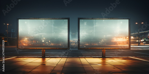 Two Empty Billboards for Advertising on Textured