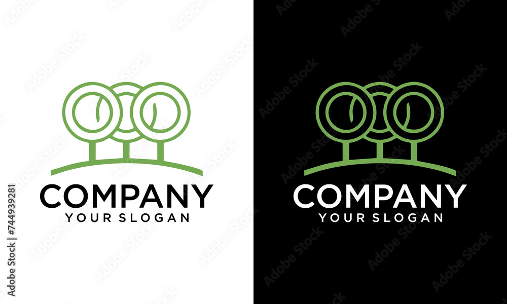 Creative Circle tree logo icon template design. Abstract round garden ...