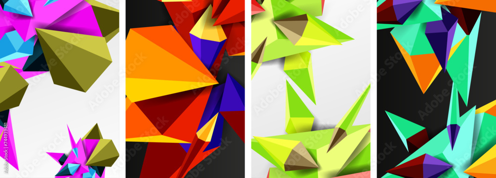 Mosaic triangles poster geometric abstract background set Mosaic triangles poster geometric abstract background set