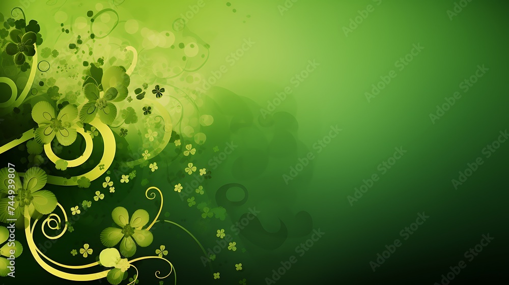 Green background with a clover pattern. st. patrick day concpet. st. patrick day concpet. Greeting card design. Green background with a clover pattern. st. patrick day concpet. st. patrick day concpet. Greeting card design.