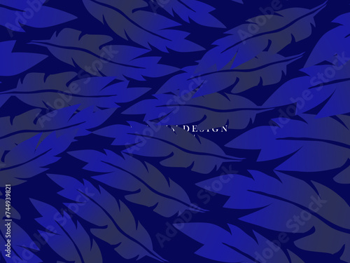 Blue feather premium background. Abstract dynamic composition. Modern vector feather illustration.