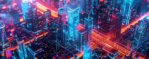 Blockchain revolution a dynamic scene of decentralized networks powering futuristic smart cities