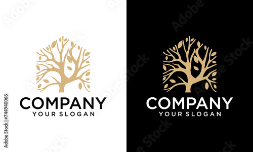 Creative tree house green unique logo vector. Tree House business vector, Brand Identity, modern logo Vector