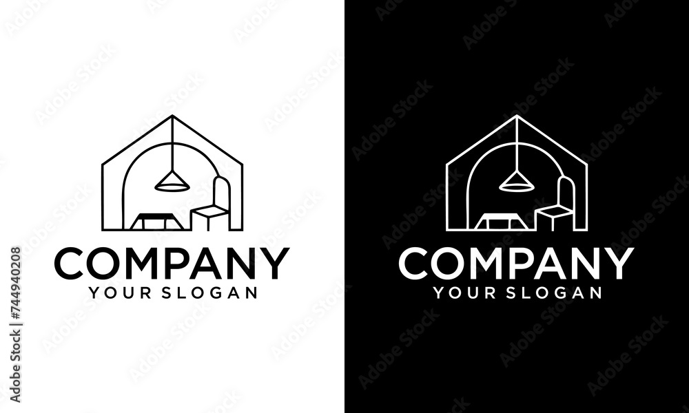 Home Decor interior with chair indoor plant and home light logo design furniture logo design Home Decor interior with chair indoor plant and home light logo design furniture logo design