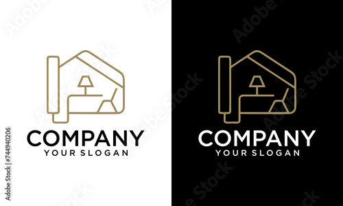 Home Decor interior with chair indoor plant and home light logo design furniture logo design