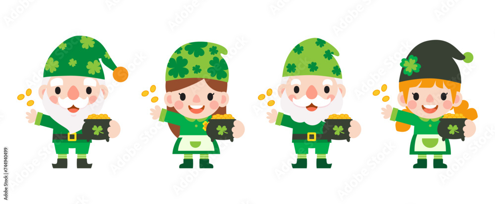 Gnomes Saint Patrick's Day Clipart, Gnome man and woman Saint Patricks,