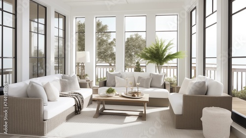 Monochrome Retreat Design a minimalist sunroom with a monochromatic color scheme