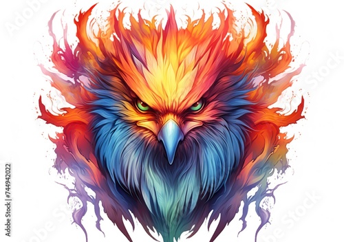 illustration of phoenix fire bird full color