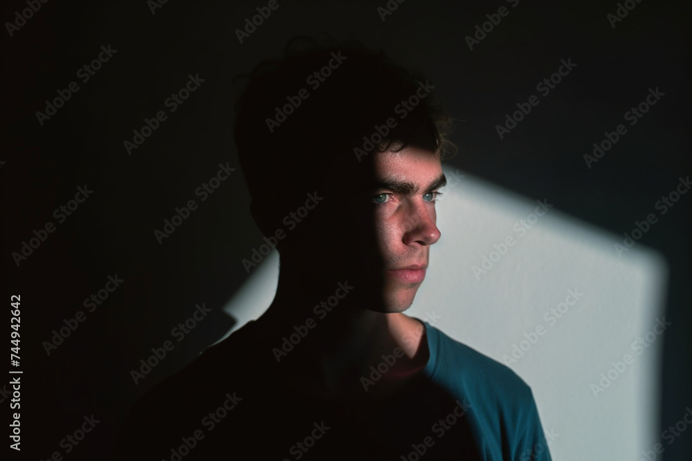 a backlit male is almost completely obscured in shadow a backlit male is almost completely obscured in shadow