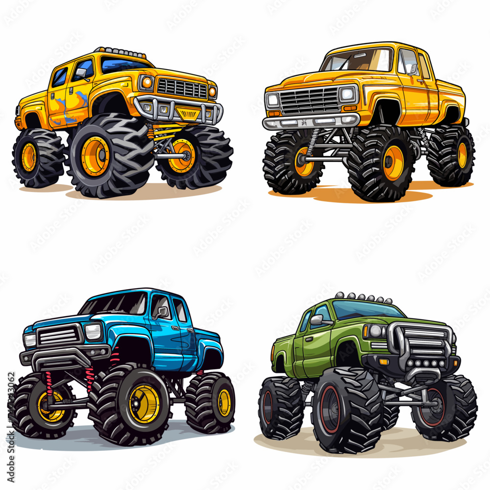Monster Truck (Off-Road Monster Truck). simple minimalist isolated in white background vector illustration