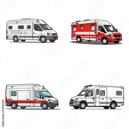Ambulance (Emergency Ambulance). simple minimalist isolated in white background vector illustration
