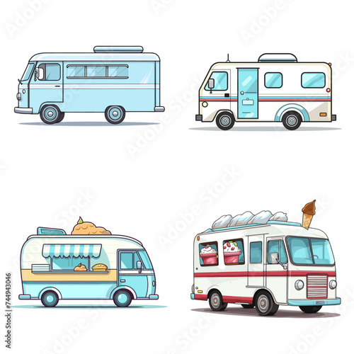 Ice Cream Truck (Mobile Ice Cream Vendor). simple minimalist isolated in white background vector illustration