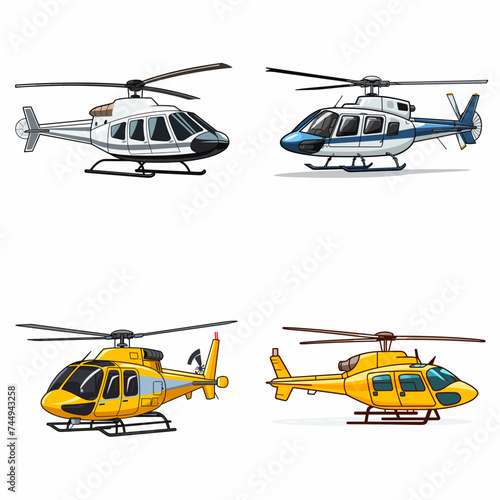 Helicopter (Civilian Helicopter). simple minimalist isolated in white background vector illustration