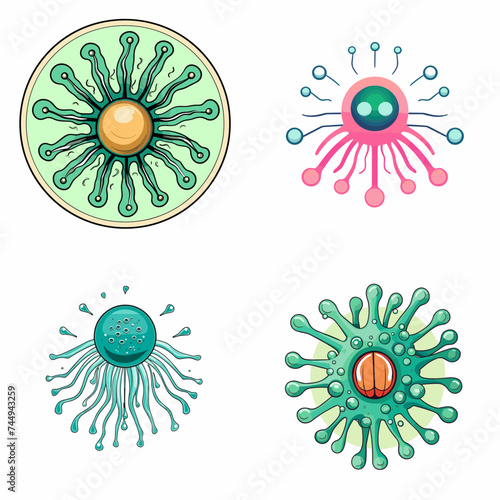 Alien Microbe (Microscopic Alien Organism). simple minimalist isolated in white background vector illustration