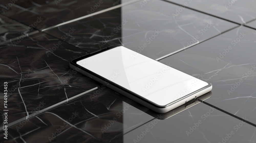 blank mobile phone screen for 3d mockup, smartphone on reflective black background for mockup blank mobile phone screen for 3d mockup, smartphone on reflective black background for mockup