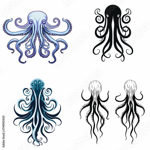 Alien Tentacles (Strange Alien Tentacles). simple minimalist isolated in white background vector illustration