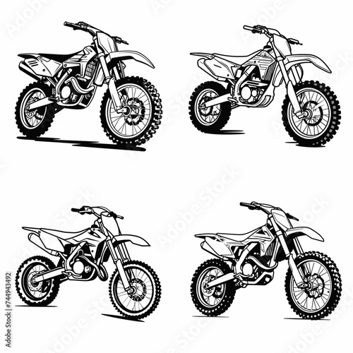 Dirt Bike (Off-Road Motorcycle). simple minimalist isolated in white background vector illustration