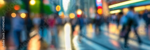Motion blur of people walking in the morning rush