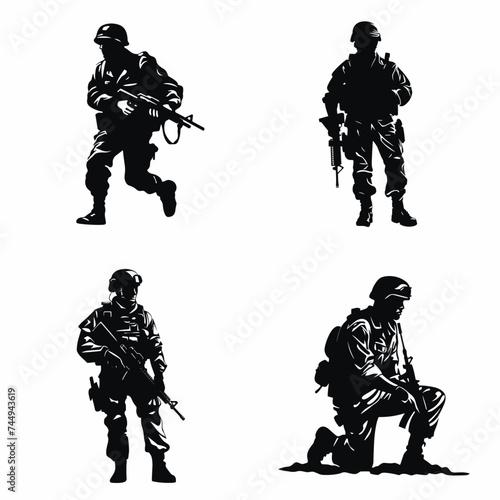 Soldier Silhouette". simple minimalist isolated in white background vector illustration