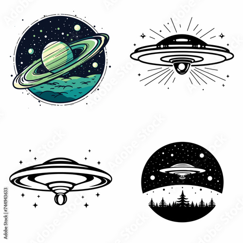 Extraterrestrial Galaxy (Distant Alien Galaxy). simple minimalist isolated in white background vector illustration