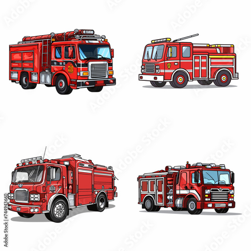 Fire Truck (Fire Engine). simple minimalist isolated in white background vector illustration