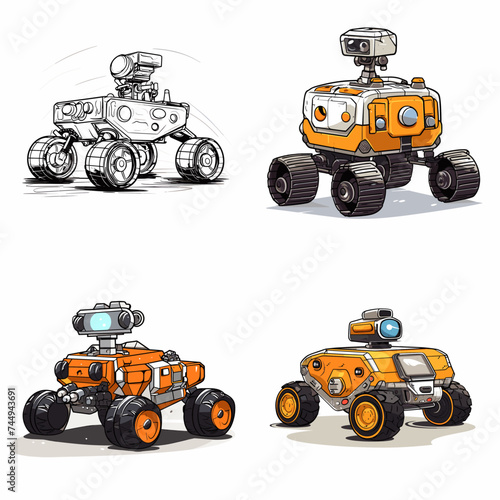 Space Rover (Planetary Rover). simple minimalist isolated in white background vector illustration