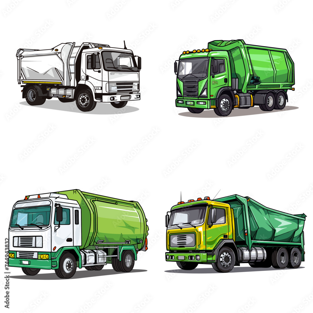 Garbage Truck (Waste Collection Truck). simple minimalist isolated in white background vector illustration