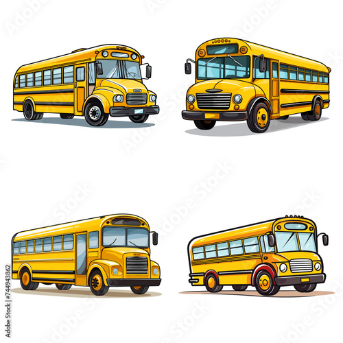 School Bus (Yellow School Bus). simple minimalist isolated in white background vector illustration