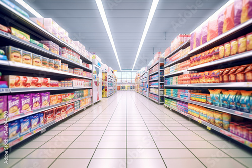 a colorful supermarket aisle © alisaaa