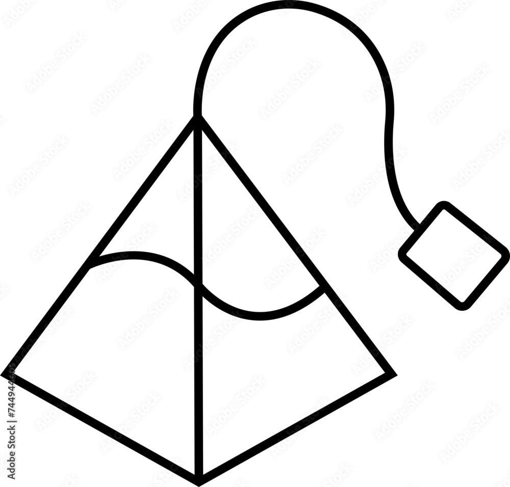Pyramid tea bag icon in linear style editable stock. Triangle paper tea bag on transparent background. Tag, herb, organic beverage sign. Breakfast drink concept. Symbol element for web design and app. Pyramid tea bag icon in linear style editable stock. Triangle paper tea bag on transparent background. Tag, herb, organic beverage sign. Breakfast drink concept. Symbol element for web design and app.